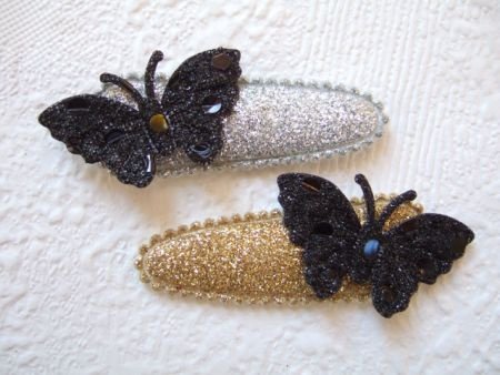 Vlinder met lovertjes ~ 3,5 cm ~ Zwart - 6
