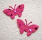Vlinder met lovertjes ~ 3,5 cm ~ Fuchsia roze - 1 - Thumbnail