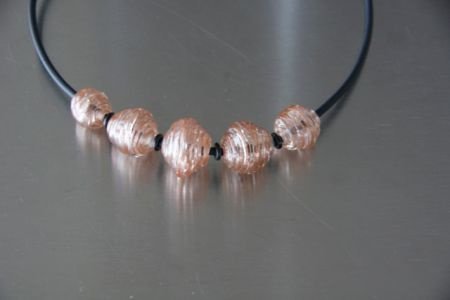 5 holle goud aventurijn glasbeads met rubber ketting handgem - 1