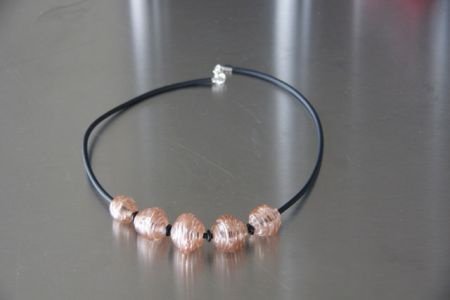 5 holle goud aventurijn glasbeads met rubber ketting handgem - 1