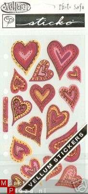 STICKO  vellum stickers hartjes rose