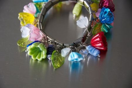 Bloemen armband Zomer van glas handgemaakt. - 1