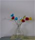 Bos handgemaakte bloemen van glas incl. vaasje. - 1 - Thumbnail