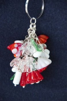 Bloemenketting glasbeads rood wit NIEUW. - 1