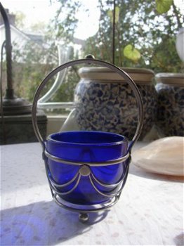 Blauw glazen bonbon schaaltje - 2