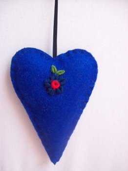 blauw geluks hartje donkerblauw ME awareness lintje - 1