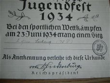 Urkunde Deutsche Jugendfest 1934