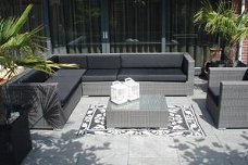 Loungeset Arbrini grijs wicker hoekbank tuin set gratis levering
