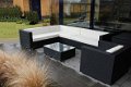 Loungeset zwart wicker met witte kussens nu € 1.395,00 - 1 - Thumbnail