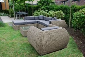 AANBIEDING Loungeset Curved Riet Rondwicker NU € 1.995,00 - 1