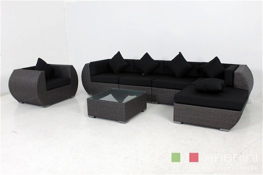 AANBIEDING Loungeset Curved Grijs/Zwart gemêleerd NU € 1495 - 1