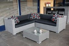 Loungeset hoekbank 2.30x2.30 grijs wicker incl. gratis levering