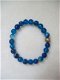 botswana agaat armband blauw blauwtinten met oud goud kraal - 1 - Thumbnail