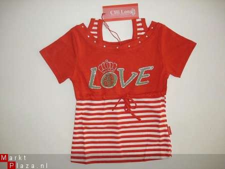 leuk meiden shirt top met love in rood 98/104 - 1