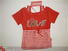 leuk meiden shirt  top met love in rood 98/104