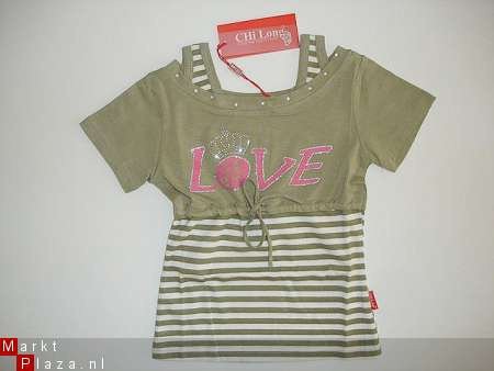 leuk meiden shirt top met love in groen 98/104 AFGEPRIJSD - 1