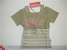 leuk meiden shirt  top met love in groen 98/104 AFGEPRIJSD