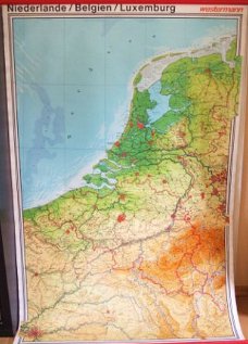 Zeer grote schoolkaart Niederlande Belgien Luxemburg
