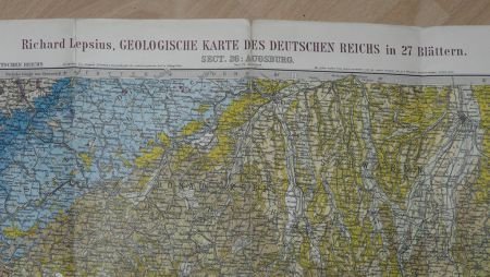Landkaart / Landkarte, Deutsches Kaiserreich, Richard Lepsius, sect.26: Augsburg, 1893. - 1