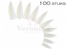 Stiletto nagel tips, wit, 100 stuks