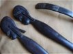 Afrikaanse houten lepel en vork + lepel van been/kokosnoot - 1 - Thumbnail