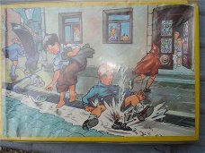 6 oude retro kinderpuzzels lassiehond met poesje, dalmatiers