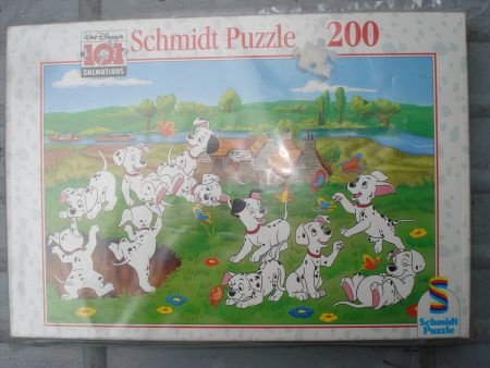 6 oude retro kinderpuzzels lassiehond met poesje, dalmatiers - 5