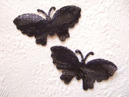 Mooie vlinder van kant ~ 5,5 cm ~ Zwart - 1