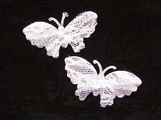 Mooie vlinder van kant ~ 5,5 cm ~ Wit