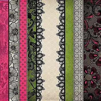 NIEUW vel scrappapier Street Lace NR 10 Lace Borders DCWV - 1