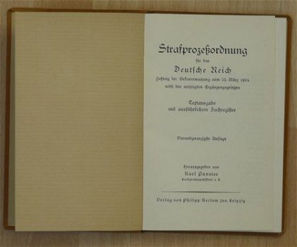 Zak Boekje Strafprocessen & Rechten, Deutsche Reich, uit 1924. - 2