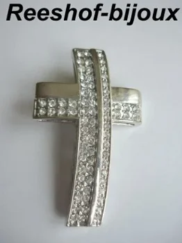 ACTIE: KRUIS GERHODINEERD ZILVER PL. ZIRKONIA'S MICRO PAVE. - 0