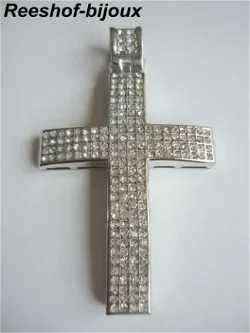 ACTIE: KRUIS GERHODINEERD ZILVER PL. ZIRKONIA'S MICRO PAVE.