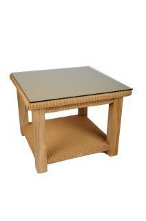 lloyd loom tafel met glasplaat