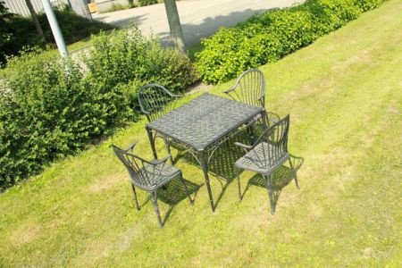 * Zeer mooie tuinset van gietaluminium tafel + 4 stoelen * - 1
