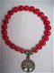 rode parelmoer-parel armband met brons en bedel - 1 - Thumbnail