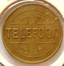 Muntje Telefoonmunt brons zonder waarde - 1