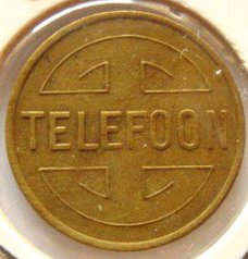 Muntje Telefoonmunt  brons zonder waarde