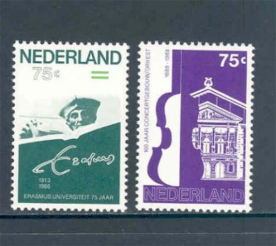 Nederland 1988 NVPH 142/13 Erasmus en Concertgebouw postfris - 1