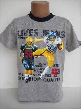 grijs jongensshirt met football in mt 110/116 (nr:4471) - 1