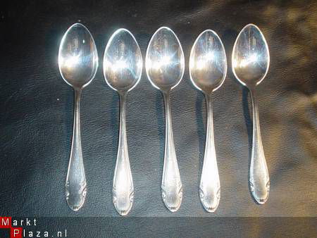 5 verz. koffielepels, Siberta,gehalte 90, Nieuwstaat - nr. 1