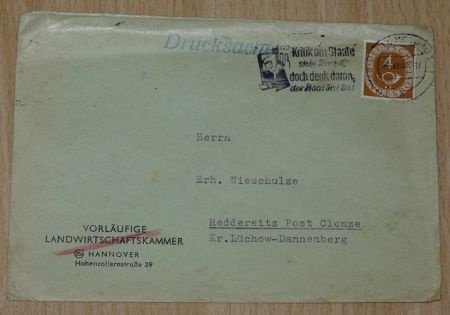 Envelop, Duitsland, met dag stempel, 1955. - 0