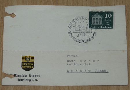 Briefkaart / Postkarte, Duitsland, met dag stempel, 1957. - 0