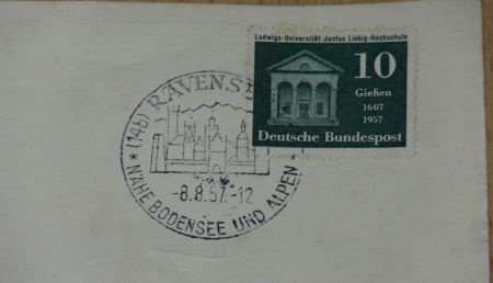 Briefkaart / Postkarte, Duitsland, met dag stempel, 1957. - 1