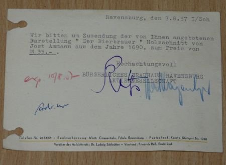 Briefkaart / Postkarte, Duitsland, met dag stempel, 1957. - 2