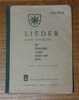Boekje Liederen en Spreuken, voor Les, kamperen, Reizen en Feesten, Duits, 1954. - 0