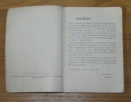 Boekje Liederen en Spreuken, voor Les, kamperen, Reizen en Feesten, Duits, 1954. - 2