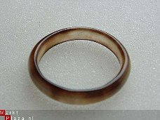 #74 Zwart-Bruinachtige Agaat Ring  handgeslepen