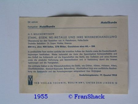 [1955] Aankondiging, Bolchowitinow, VEB Verlag Technik. - 2
