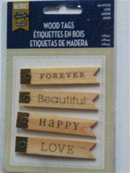Little yellow bicycle wood tags love - 1